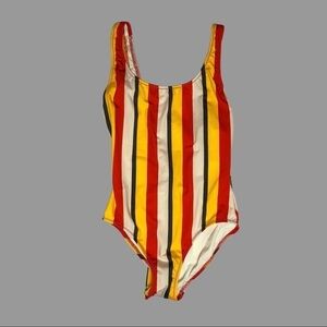 💛 S 💛 NWT Anthro Swimsuit Bathing Suit One Piece Scoop Back Stripes​